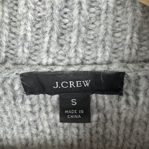 J. Crew Cable Knit Pointelle Gray Sweater Womens Small Alpaca Wool Gray Flowers - Picture 3 of 8